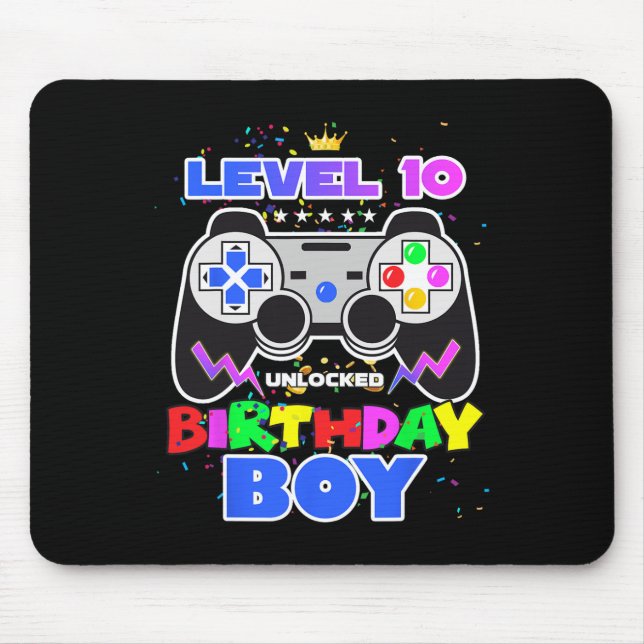 Tapis De Souris 10 Anniversaire déverrouillé Jeu vidéo garçon 10e  (Devant)
