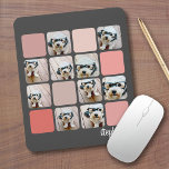 Tapis De Souris 10 Photo Collage Gris Blush Coral Rose Nom du scri<br><div class="desc">Utilisez vos photos recadrées carré pour obtenir les meilleurs résultats ! Un collage photo avec des blocs de couleur supplémentaires. Ce collage photo en grille empilée moderne comprend une police rustique et moderne pour votre nom ou autre texte. Les angles de vos photos sont arrondis pour une lecture plus douce...</div>