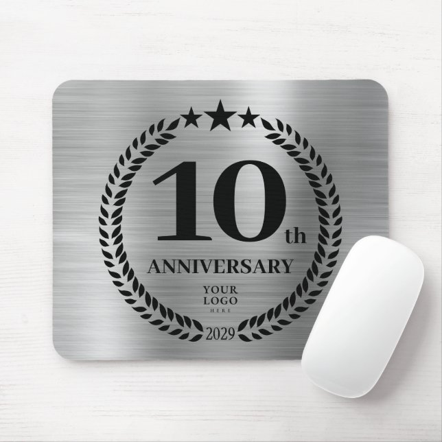 Tapis De Souris 10e anniversaire d'entreprise en argent (Avec souris)
