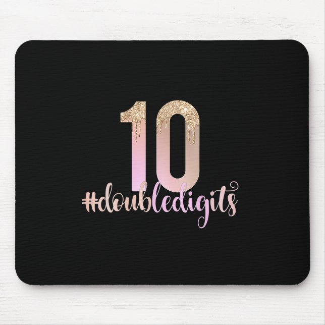 Tapis De Souris 10e anniversaire Double chiffres filles Peach Ombr (Devant)