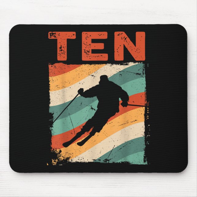 Tapis De Souris 10e anniversaire Retro Ski Ski 10 ans Garçons Gi (Devant)