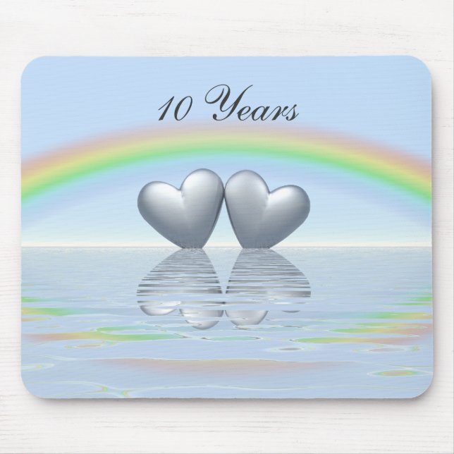 Tapis De Souris 10e anniversaire Tin Hearts (Devant)
