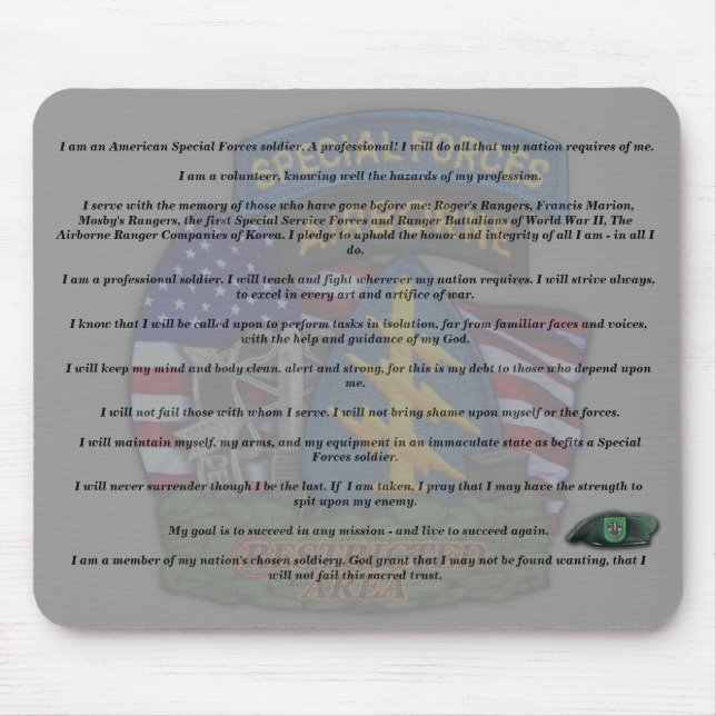 Tapis De Souris 10e formation des forces spéciales fort carson anc (Devant)