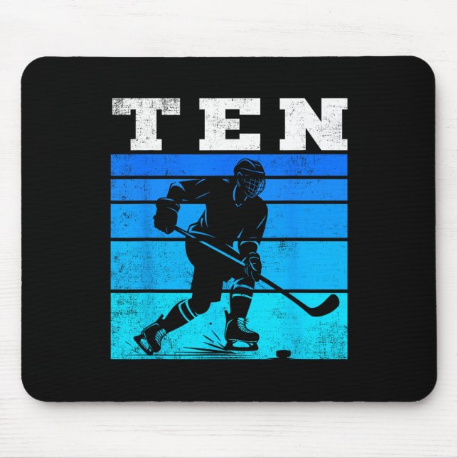Tapis De Souris 10th Birthday Ice Hockey Boys Ten Hockey Birthday  (Devant)