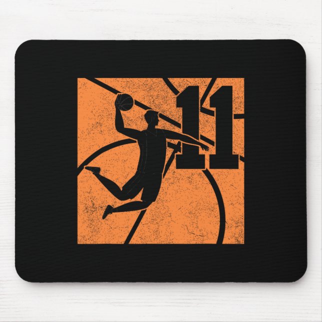 Tapis De Souris 11 Ans Basketball Dunk 11e Anniversaire Fête E (Devant)