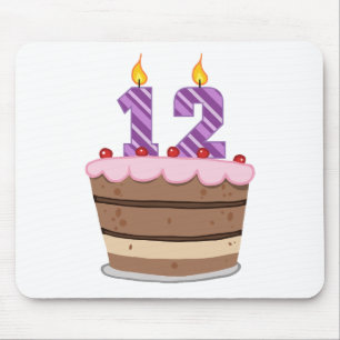 Tapis De Souris 12 ans sur le gâteau d'anniversaire