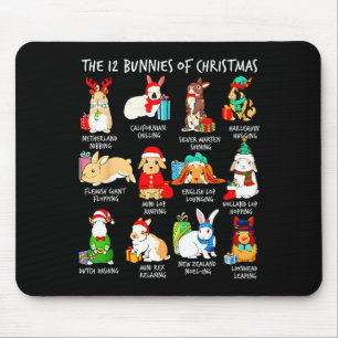 Tapis De Souris 12 Chats de Noël Funny Bunny Lapin Père Noël Noël