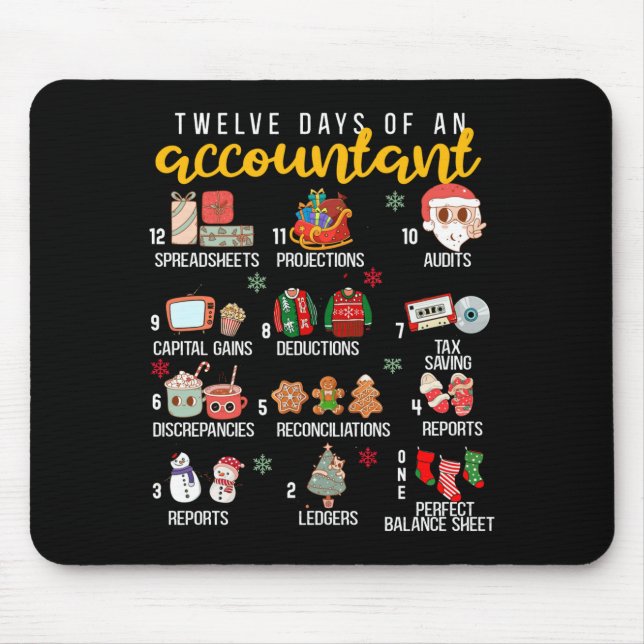 Tapis De Souris 12 Days Of An Accountant, Xmas Party, Funny Accoun (Devant)