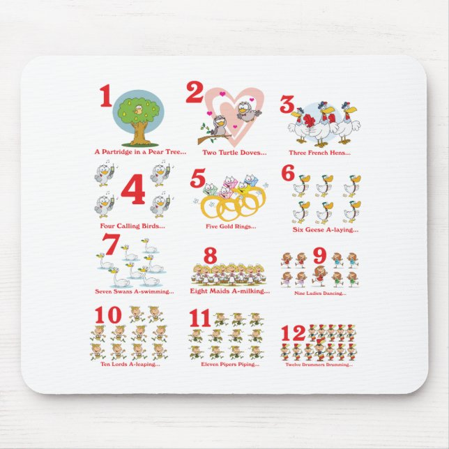 Tapis De Souris 12 douze jours de Noël complets (Devant)