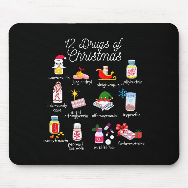 Tapis De Souris 12 Drugs Of Christmas Pharmacist Technician Pharma (Devant)
