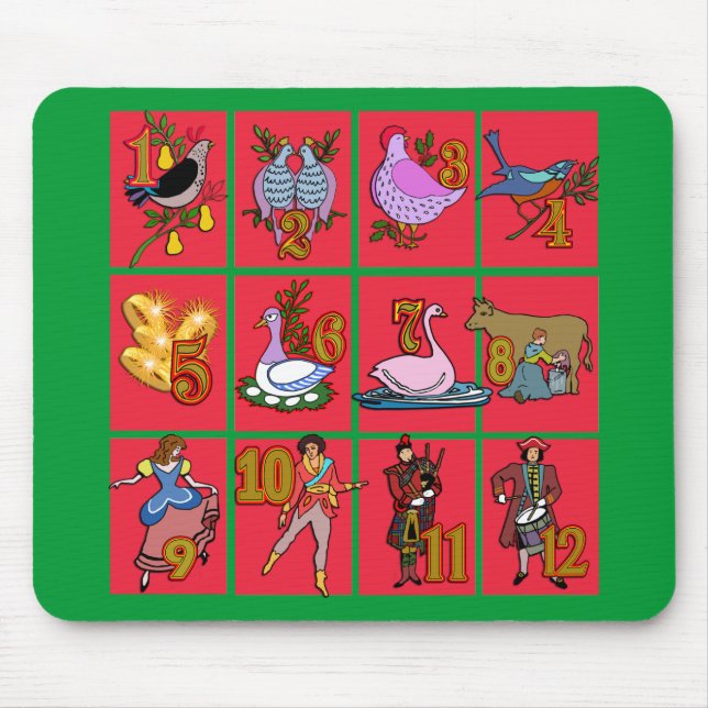 Tapis De Souris 12 jours de T-shirts de Noël, habillement, cadeaux (Devant)