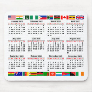 Tapis De Souris 12 mois calendrier de l'année 2025