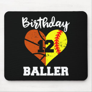 Tapis De Souris 12e anniversaire Baller Amusant 12 ans Softball Ba