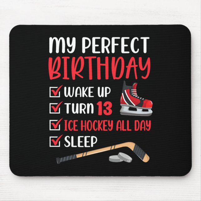 Tapis De Souris 13 ans de hockey sur glace Anniversaire de fête 13 (Devant)