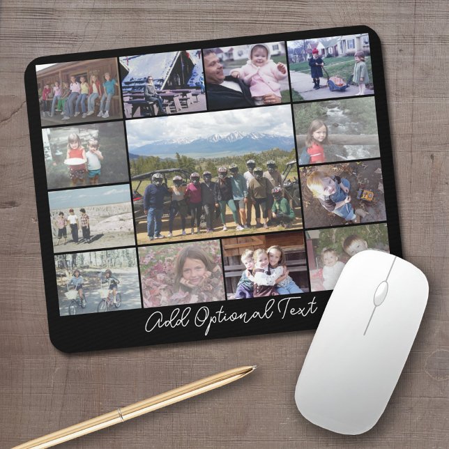 Tapis De Souris 13 Collage de photos Texte facultatif — CAN Edit B (Personalized mouse pad with your photos and text)