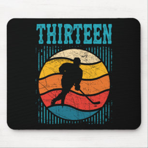 Tapis De Souris 13e anniversaire Retro Hockey sur glace 13 ans Boy