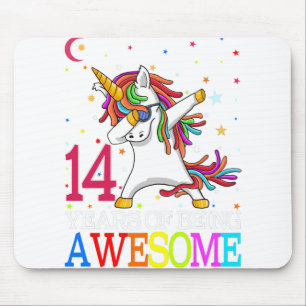 Tapis De Souris 14e anniversaire Dabbing Unicorn Party cadeau 14 a