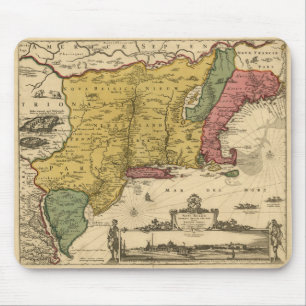 Tapis De Souris 1685 Map - New Belgium, The New World, New England