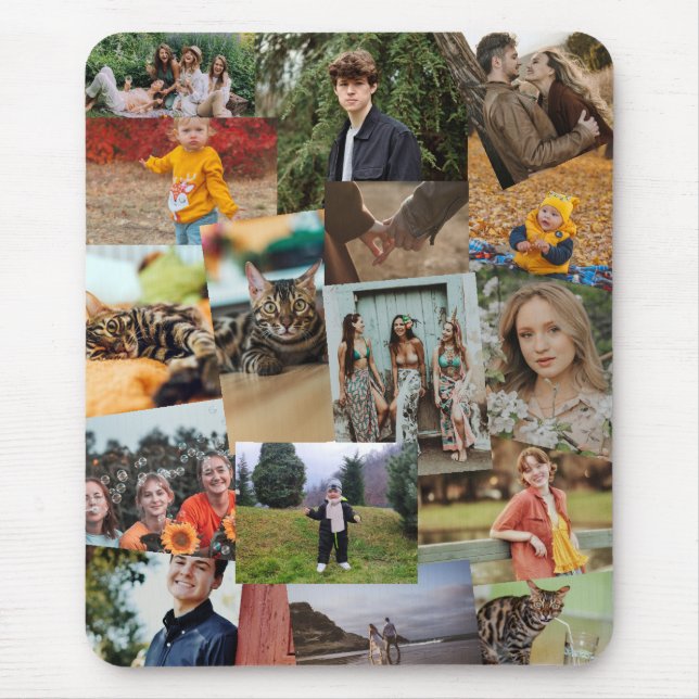 Tapis De Souris 16 Haphazardly Overlapping Photos Collage Modèle (Devant)
