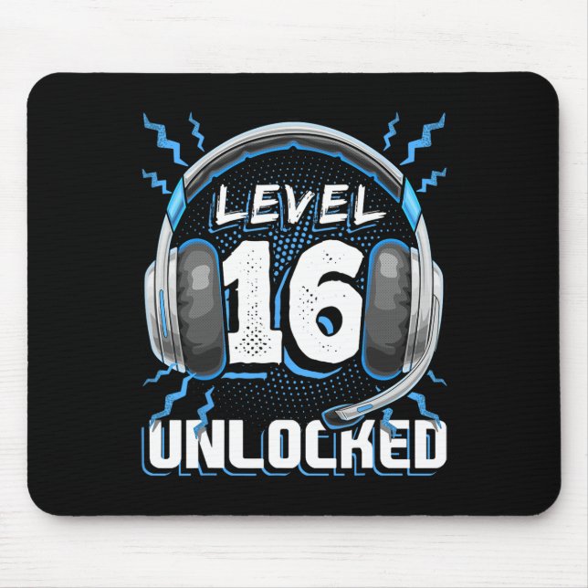 Tapis De Souris 16 Jeu Vidéo Déverrouillé 16e Anniversaire Jeu Pc  (Devant)