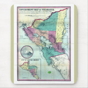 Tapis De Souris 1856 Government Map of Nicaragua by A.H. Jocelyn