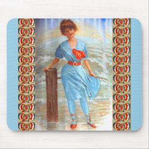 Tapis De Souris 1890s Victorian lady on the beach