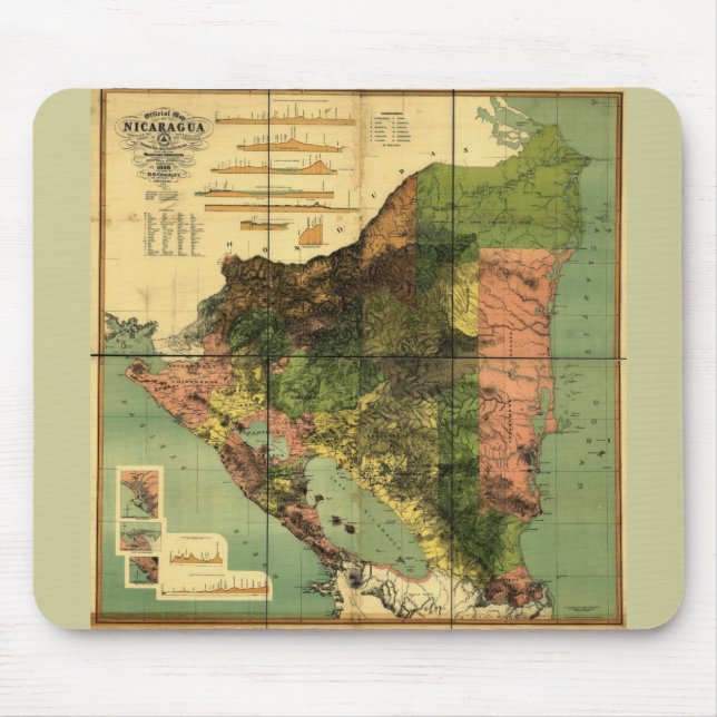 Tapis De Souris 1898 Official Map of Nicaragua (Devant)