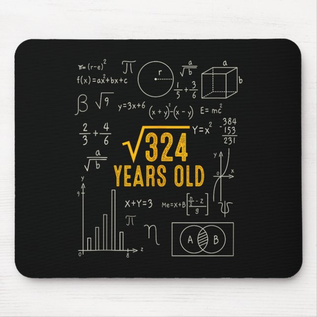 Tapis De Souris 18th Birthday Square Root Of 324 Love Math 18 Year (Devant)