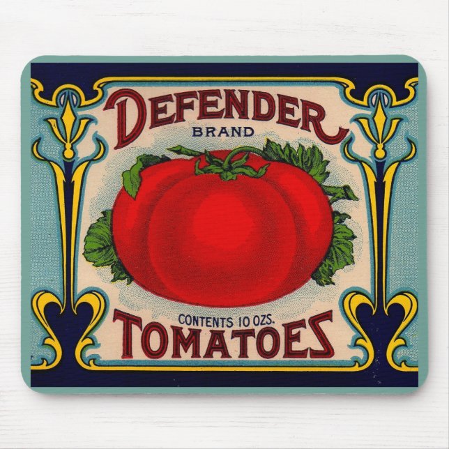 Tapis De Souris 1910s Defender marque tomates étiquette (Devant)