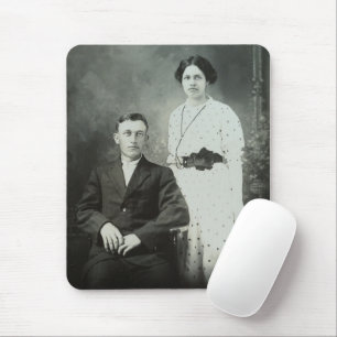 Tapis De Souris 1914 M. & Mme Hill RPPC B&W Photo Couple Image