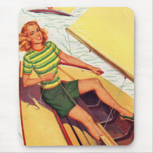 Tapis De Souris 1940s pretty lady on a boat