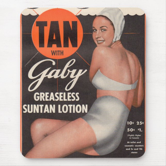 Tapis De Souris 1950 Gaby Suntan Lotion ad (Devant)