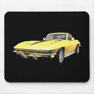Tapis De Souris 1967 Corvette Sports Car : Fin jaune
