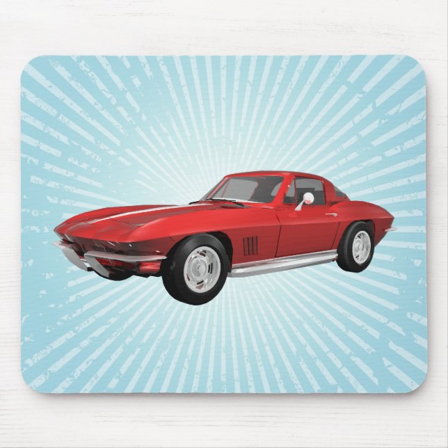 Tapis De Souris 1967 Corvette : Voiture de sport : Finition rouge  (Devant)