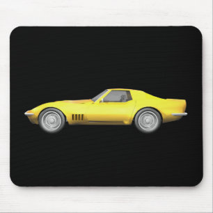 Tapis De Souris 1970 Corvette Sports Car : Fin jaune