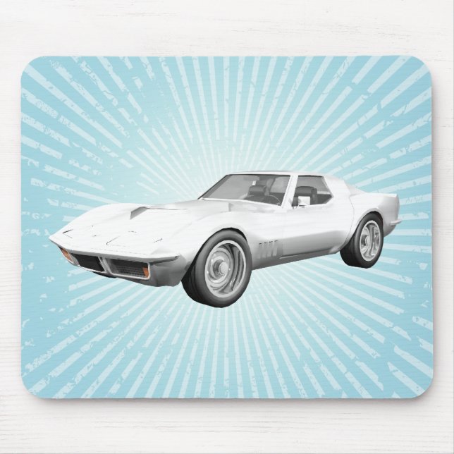 Tapis De Souris 1970 Corvette Sports Car : Finition blanche : Mous (Devant)