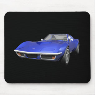 Tapis De Souris 1970 Corvette Sports Car : Finition bleue