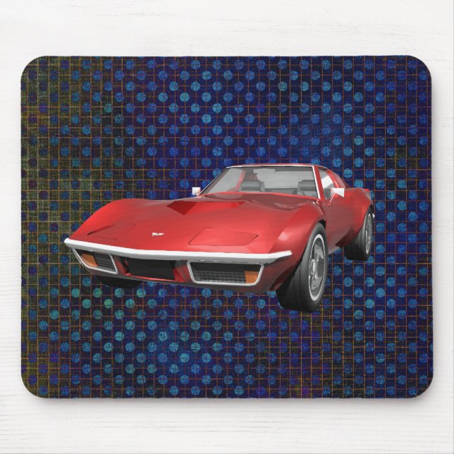 Tapis De Souris 1970 Corvette Sports Car: Red Finish: Mousepad (Devant)