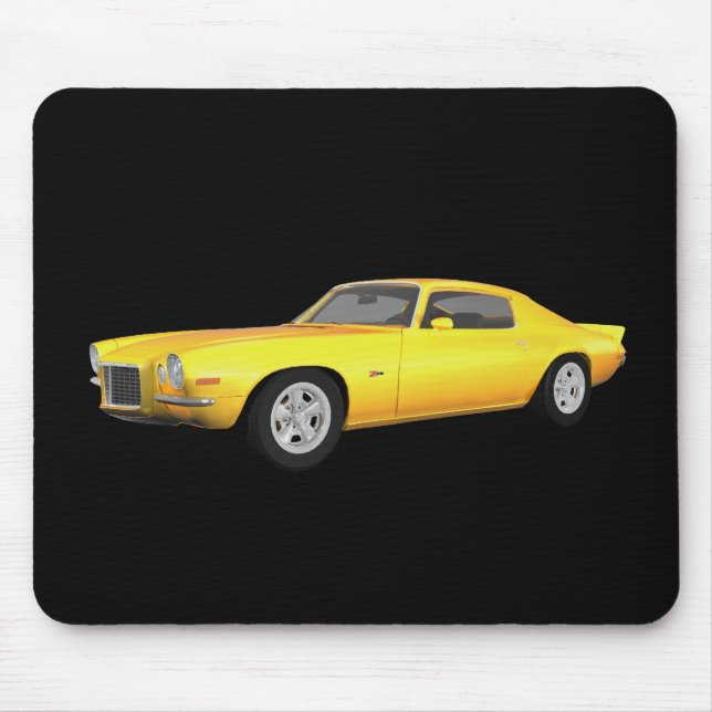 Tapis De Souris 1972 Camaro Z28 : Muscle Car : Jaune Finition : (Devant)