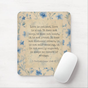 Tapis De Souris 1 Corinthiens 13:4–5 L'Amour est Patient Floral