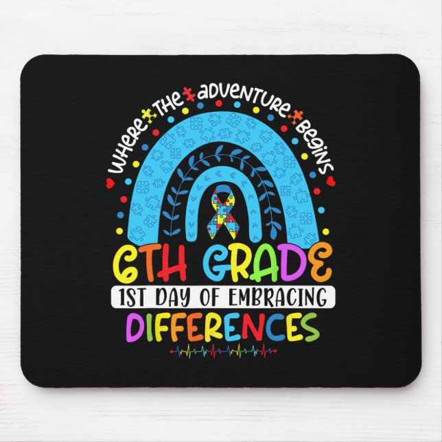 Tapis De Souris 1er jour d'acceptation des différences 6e année Au (Devant)
