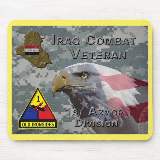 Tapis De Souris 1ère division blindée vétéran de combat en Irak (Devant)