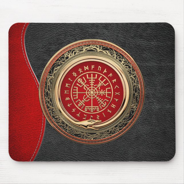 Tapis De Souris [200] Vegvisir - Viking Gold Magic Runic Compass (Devant)