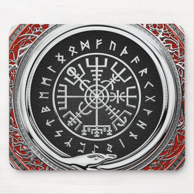 Tapis De Souris [200] Vegvisir - Viking Silver Magic Runic Compass (Devant)
