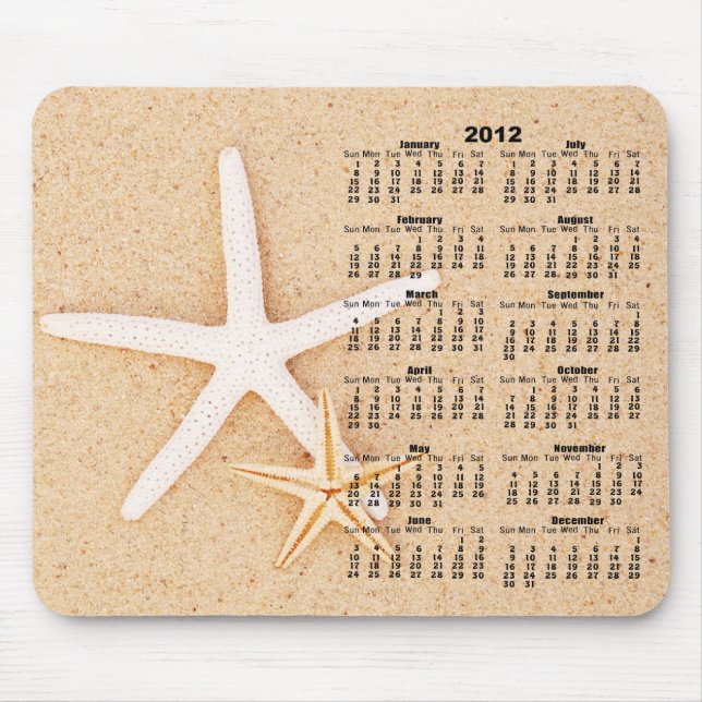 Tapis De Souris 2012 calendrier - étoiles de mer Mousepad (Devant)