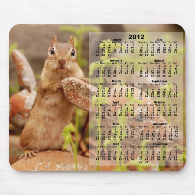 Tapis De Souris 2012 calendrier - tamia mignonne Mousepad (Devant)