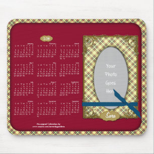 Tapis De Souris 2014 Calendar Mousepad-Tartan Blue Raspberry