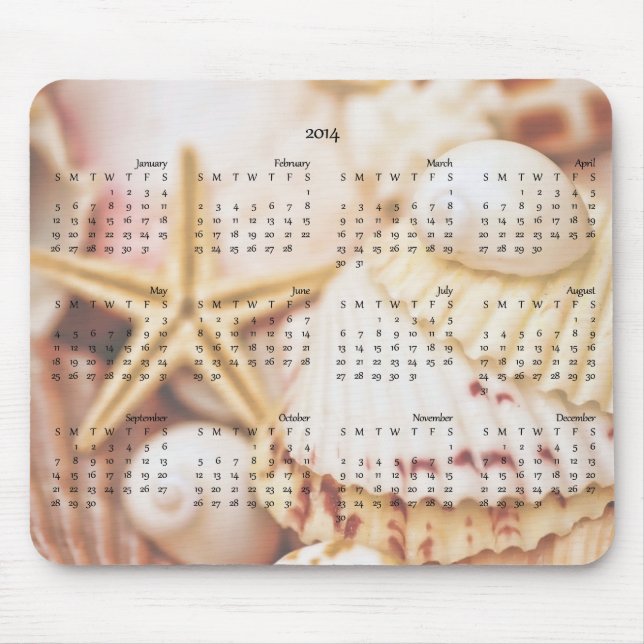 Tapis De Souris 2014 calendrier - coquillage Mousepad (Devant)