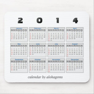 Tapis De Souris 2014 calendrier Mousepad