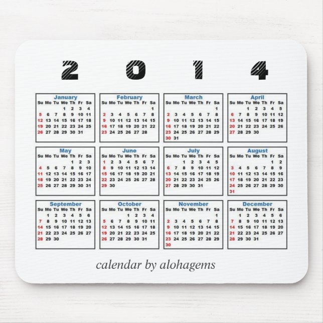 Tapis De Souris 2014 calendrier Mousepad (Devant)